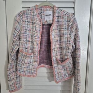 BB Dakota Pastel Tweed Blazer with Fringe